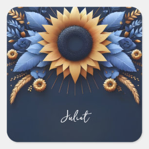 Luxury Fuchsia Crown Royal Blue Bridal Shower Square Sticker