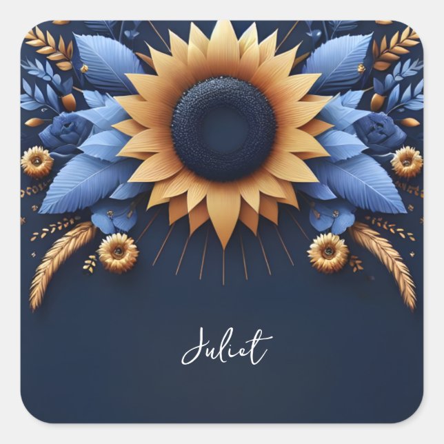 Luxury Fuchsia Crown Royal Blue Bridal Shower Square Sticker (Front)