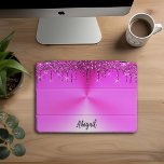 Luxury Fuchsia Dripping Glitter Personalised, iPad Pro Cover<br><div class="desc">Beautiful Luxury Sparkle Fuchsia Dripping Glitter With Brushed Metal Texture Design Personalised iPad Pro Cover</div>