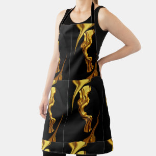 Luxury Full Gold Swirl Black Kitchen Chef Christti Apron