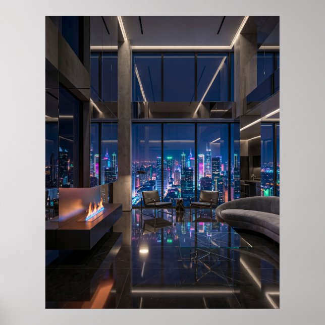 Luxury Futuristic Penthouse View Poster (Front)