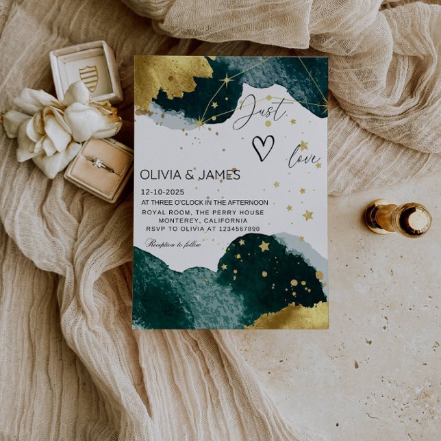 Luxury Galaxy Wedding - "Just Love" Starry Party Invitation (Creator Uploaded)
