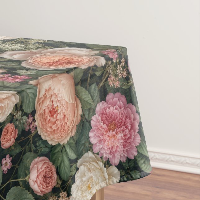 Luxury Garden Rose and Peony Art Tablecloth (In Situ)