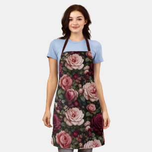 Luxury Garden Rose Floral Art Apron