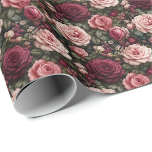 Luxury Garden Rose Floral Art Wrapping Paper