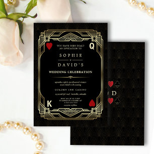 Luxury Gatsby Casino Las Vegas Poker Wedding Invitation