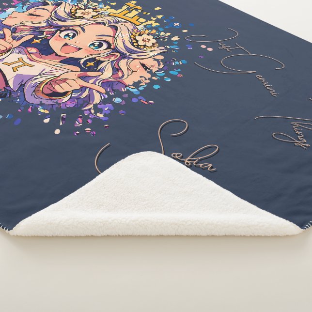Luxury Gemini Name Sherpa Birthday Blanket (3/4)