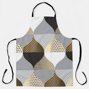Luxury geometric: black, gold pattern apron