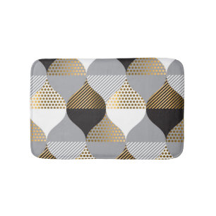 Luxury geometric: black, gold pattern bath mat