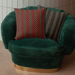 Luxury Geometric Gold Polkadot Colourful Strips Cushion