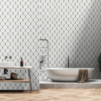 Luxury Geometric White Grey Marble Tile Pattern