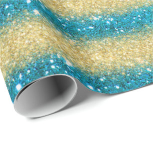 Luxury Gift Popular Blue Gold Glitter Wrapping Paper