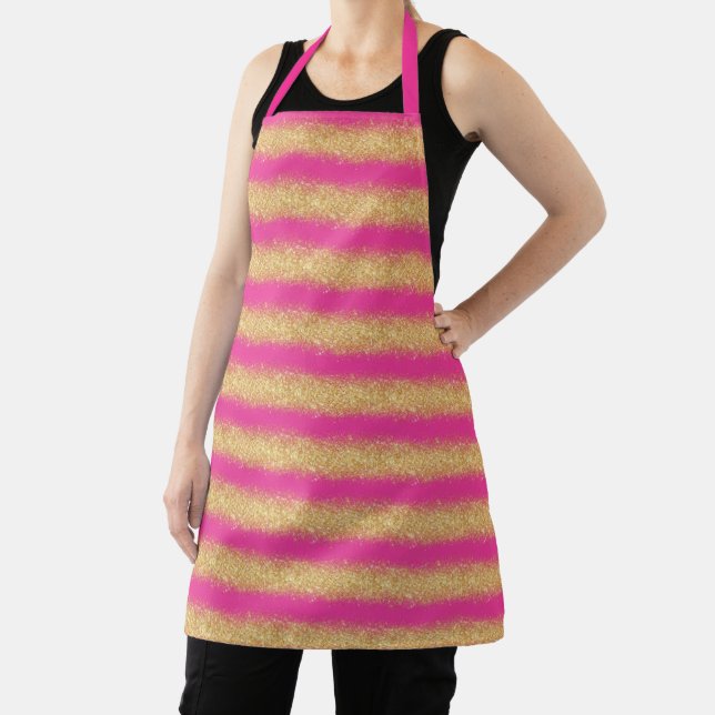 Luxury Gift Popular Pink Gold Glitter Apron (Insitu)