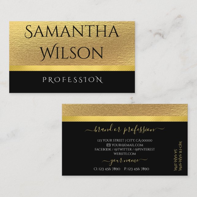 Luxury Girly Gold Glitter Luminous Stars on Black  Business Card (Front/Back)