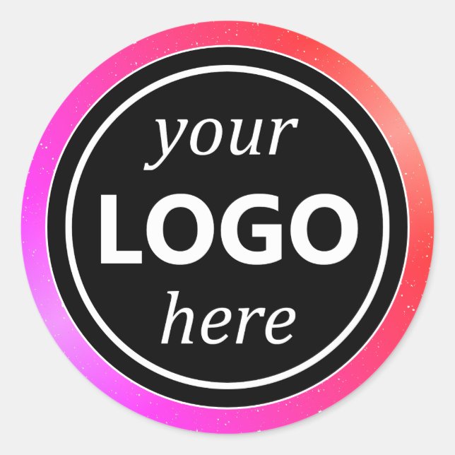 Luxury Girly Pink Frame Add Logo Template Modern Classic Round Sticker (Front)