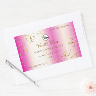 Luxury Girly Pink Gold Ornate Product Labels Logo