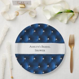 Luxury Glam Blue Faux Velvet Paper Plate