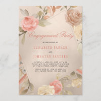 Luxury Glam Coral Gold Floral Engagement Party