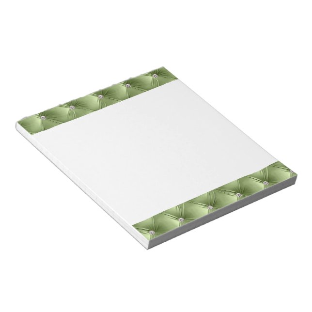 Luxury Glam Girly Sage Green Faux Velvet  Notepad (Angled)