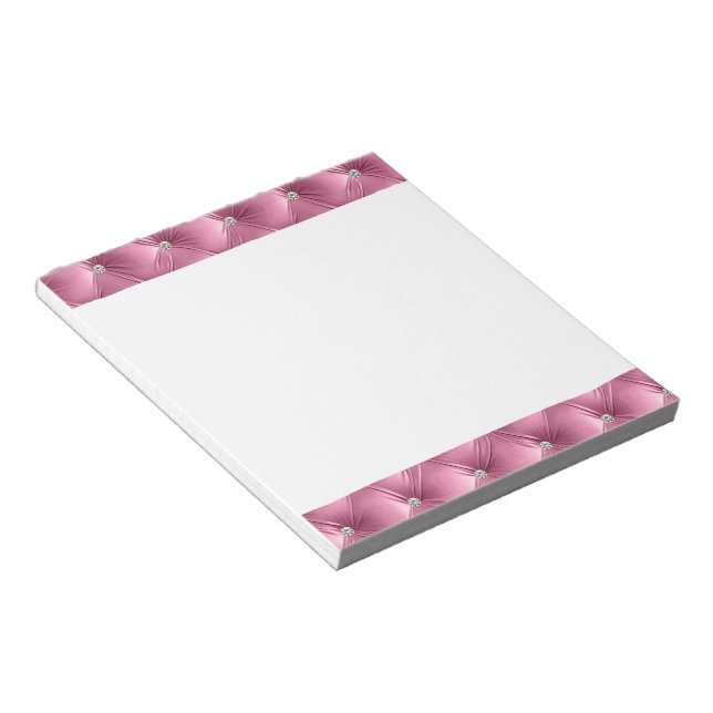 Luxury Glam Girly Soft Pink Faux Velvet  Notepad (Angled)