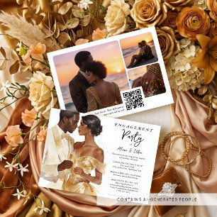 Luxury Glam Gold Couple Wedding Engagement TMF26 Invitation