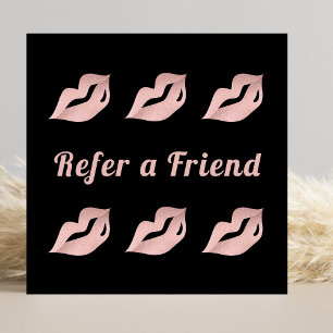 Luxury Glam Gold Rose Lips & Black Referral Card 