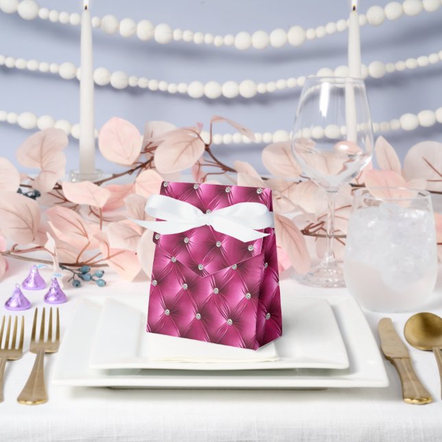 Luxury Glam Pink Faux Velvet Favour Box (Wedding)