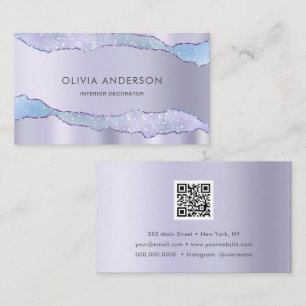 Luxury Glam Purple QR Code Fashion Trendy Modern Business Card