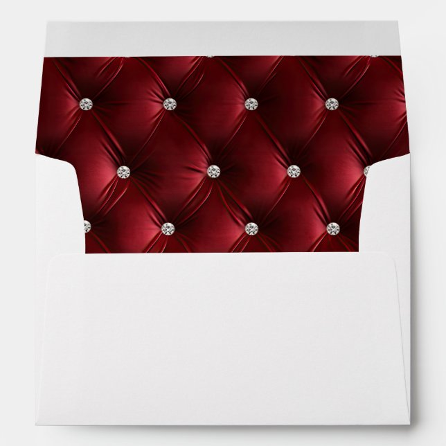 Luxury Glam Red Faux Velvet Christmas Envelope (Back (Bottom))