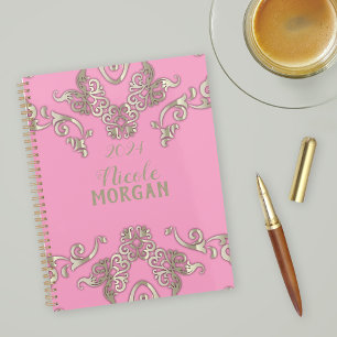 Luxury Glam Romantic Chic Pink and Gold 2024 Planner