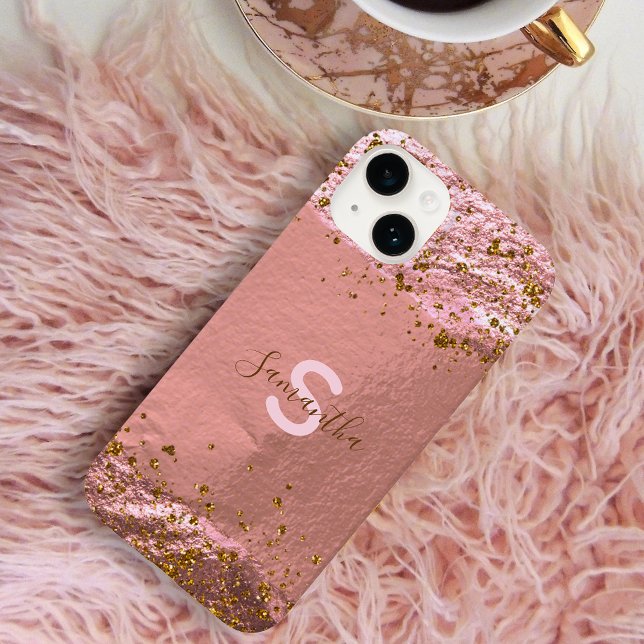 Luxury Glam Rose Gold Foil Glittery Chic Stylish Case-Mate iPhone Case (Creator Uploaded)