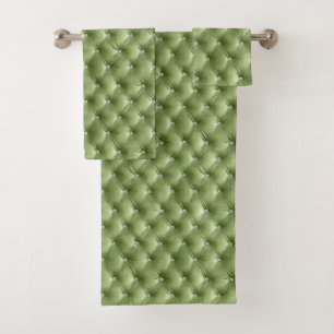 Luxury Glam Sage Green Faux Velvet  Bath Towel Set
