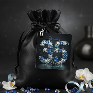 Luxury Glam Sapphire and Diamond 35th Birthday Favour Tags