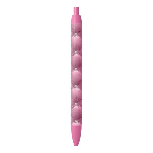 Luxury Glam Soft Pink Faux Velvet Christmas Black Ink Pen (Front Vertical)