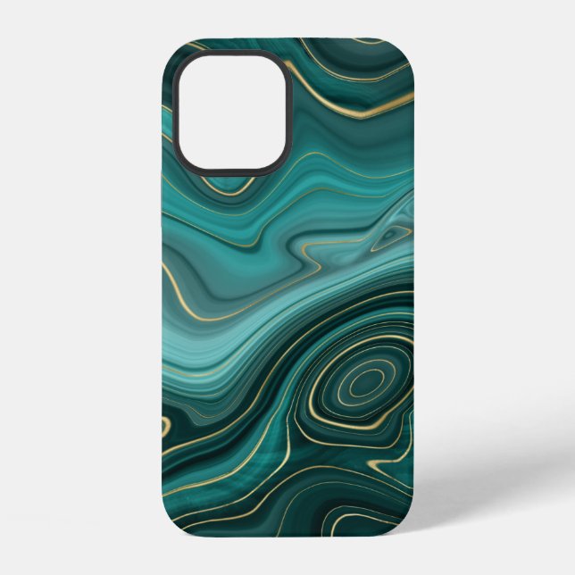 Luxury Glam Turquoise Abstract Pattern iPhone Case (Back)