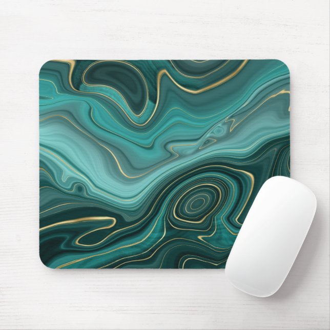 Luxury Glam Turquoise Abstract Pattern Mouse Pad (With Mouse)