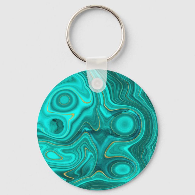 Luxury Glam Turquoise Bright Abstract Pattern Key Ring (Front)