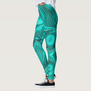 Luxury Glam Turquoise Bright Abstract Pattern Leggings