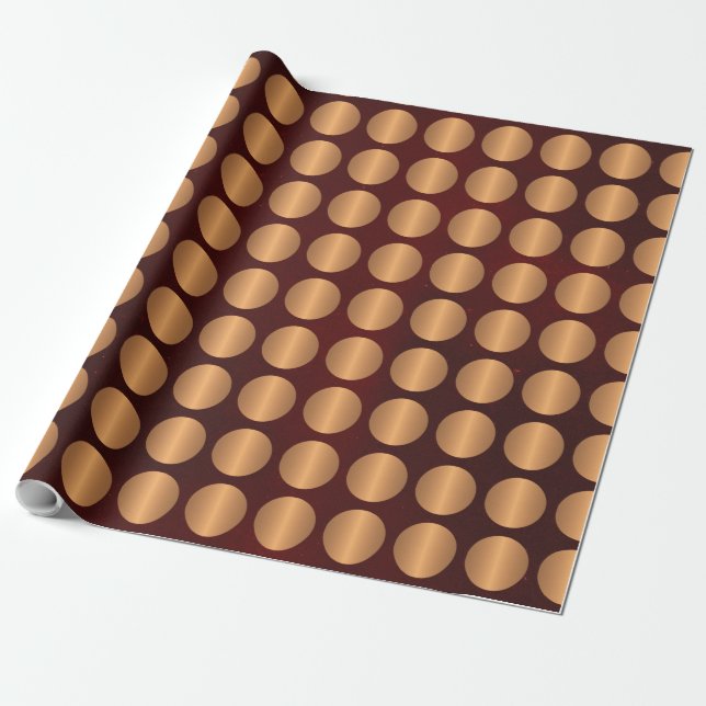 Luxury glamourous burgundy and gold big polka dots wrapping paper (Unrolled)
