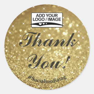 Luxury Glamourous Gold Glitter Stars Thank You Classic Round Sticker