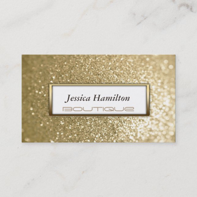 Luxury glamourous modern elegant faux gold glitter business card (Front)
