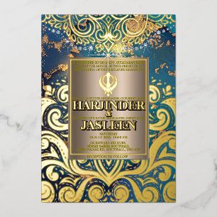 Luxury Glitter Blue Sikh Anand Karaj Indian