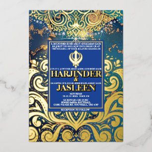 Luxury Glitter Blue Sikh Anand Karaj Indian