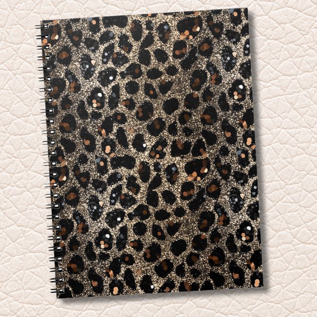 Luxury Glitter Brown Black Gold Leopard Pattern Notebook (Creator Uploaded)