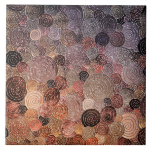 Luxury Glitter Dots and Circles - Warm Brown Tile