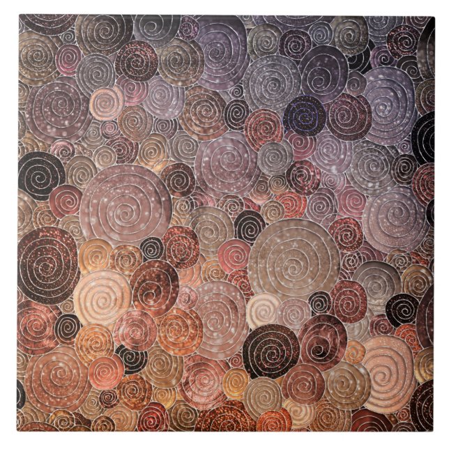 Luxury Glitter Dots and Circles - Warm Brown Tile (Front)
