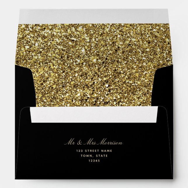 Luxury Glitter Gold Black Envelope (Back (Bottom))