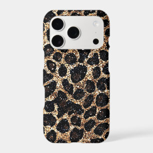 Luxury Glitter Gold Brown Black Leopard Pattern