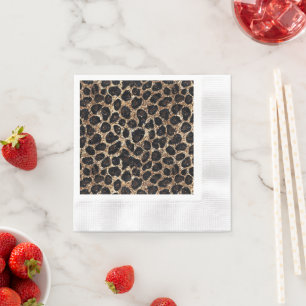 Luxury Glitter Gold Brown Black Leopard Pattern Napkin