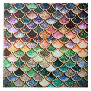 Luxury Glitter Mermaid Scales - Multicolor Tile